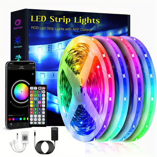 4 Rolls Of 16.4FT, 4 Rolls Of 25FT,4 Rolls Of 32.8FT,4 Rolls Of 50FT LED Lights For Bedroom, 3030,16 LEDs/3.3FT,Music Sync Color Changing, Smart App Control With Remote, Ultra-Long LED Strip Lights For Party, Home,Birthday,We