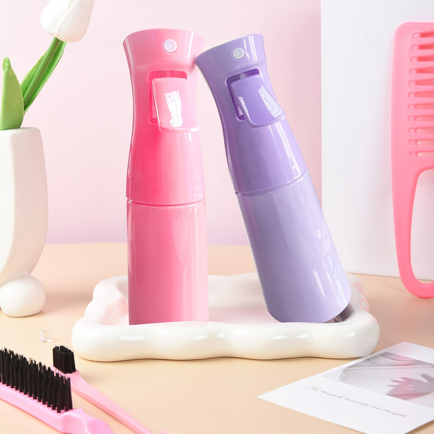 12pcs Unscented Hair Care Set for Women, Includes 6.76oz Hair Spray, 3 Slick Back Brushes, Soft Scalp Massager, Detangling Brushes for Wet/Dry Curly Hair, Wide Tooth Combs for Normal Hair Styles