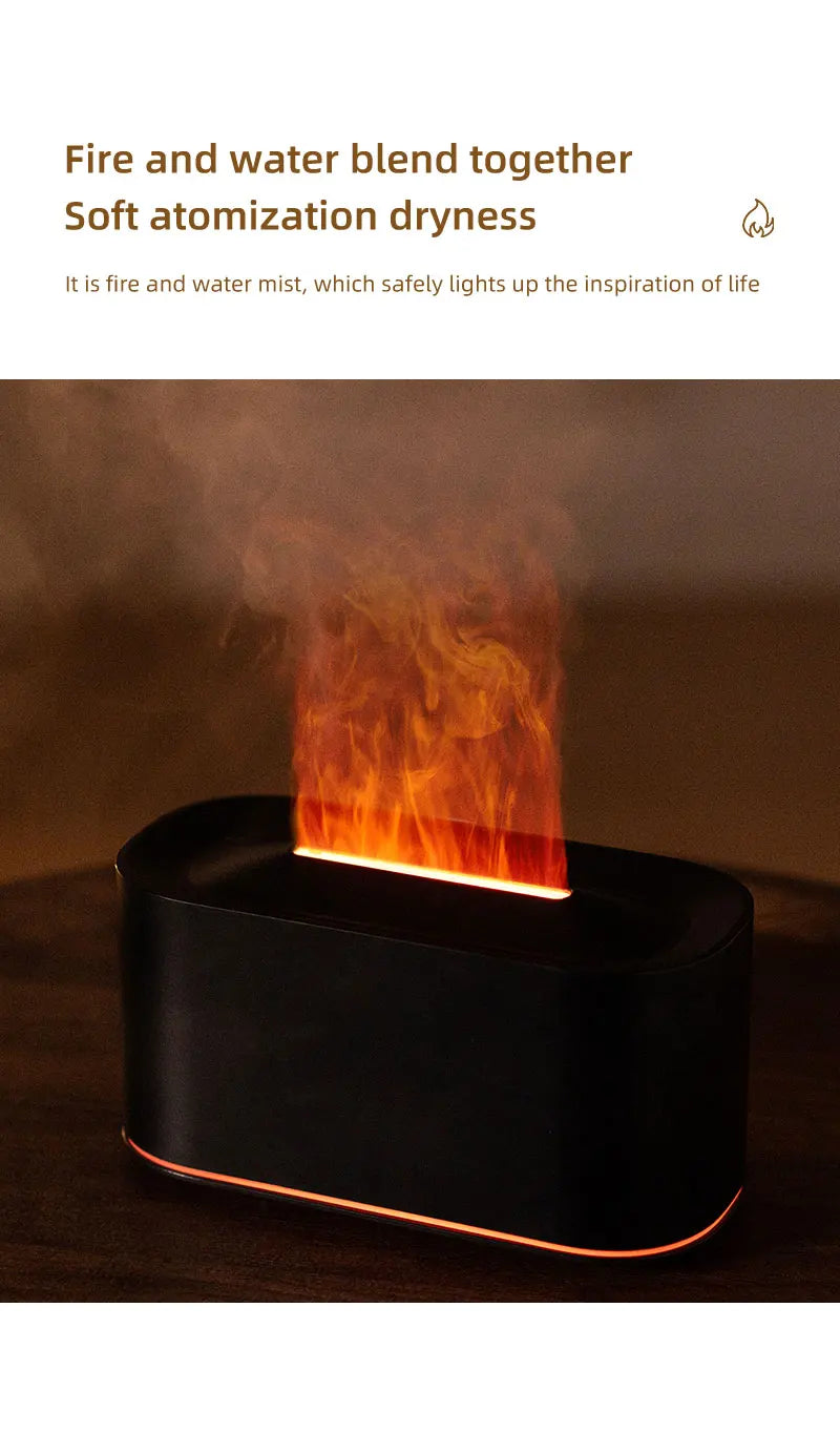 Essential Oil Diffuser,Flame Colorful Water Vapor Fire Humidifier for Aromatherapy Aroma Therapy Machine Room,Flame Diffuser
