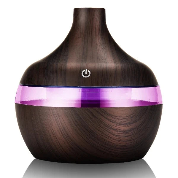 High Quality 300ml Aromatherapy Essential Oil Diffuser Wood Grain Remote Control Ultrasonic Air Humidifier with 7 Colors Light