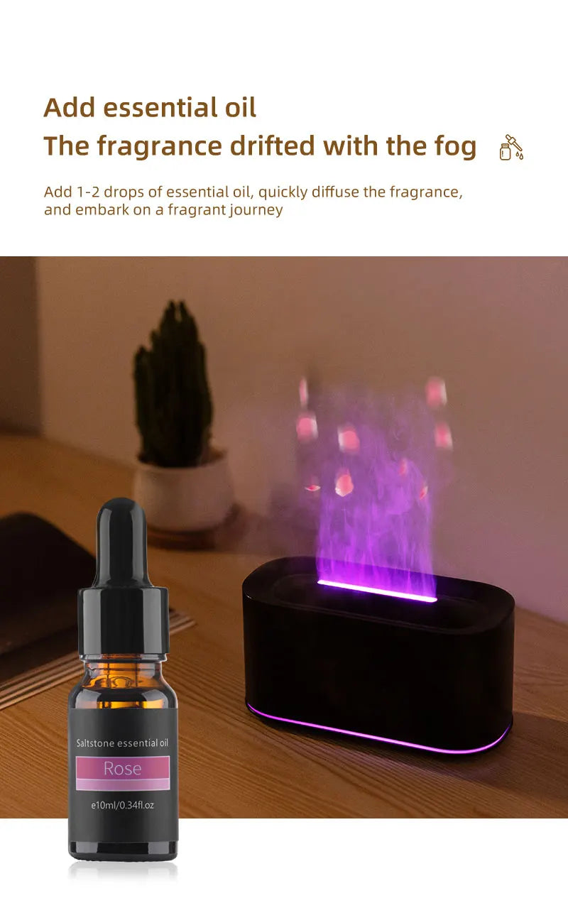 Essential Oil Diffuser,Flame Colorful Water Vapor Fire Humidifier for Aromatherapy Aroma Therapy Machine Room,Flame Diffuser